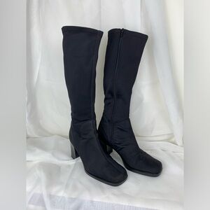 •SOLD ON DEPOP•VTG Y2K Black Square Toe Boots